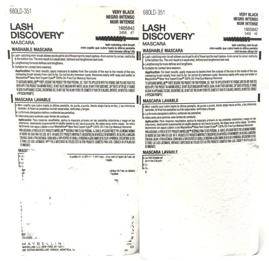 Maybelline Lash Discovery Mascara 0.16 oz Sealed - Very Black (2 Pack)