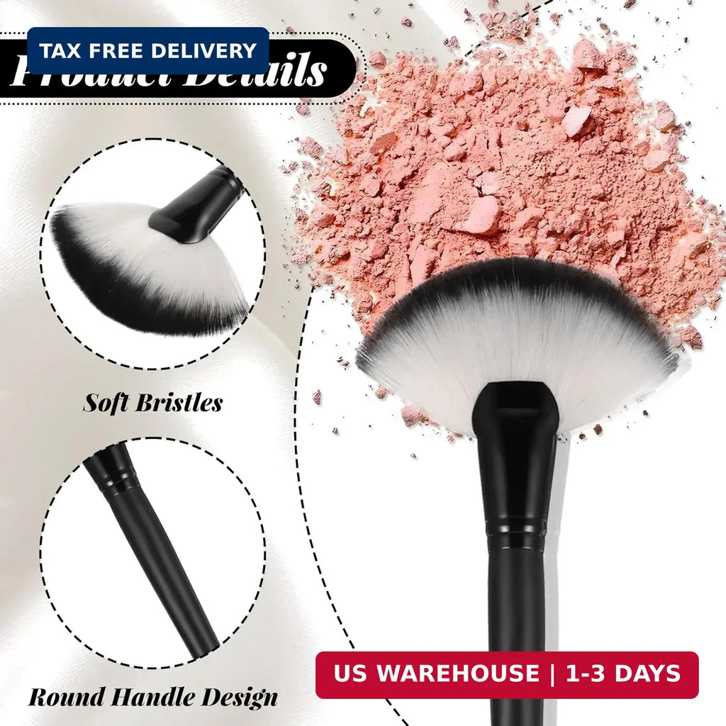 2 Pack Fluffy Fan Makeup Brushes for Face Blush Highlighting Soft Bristle