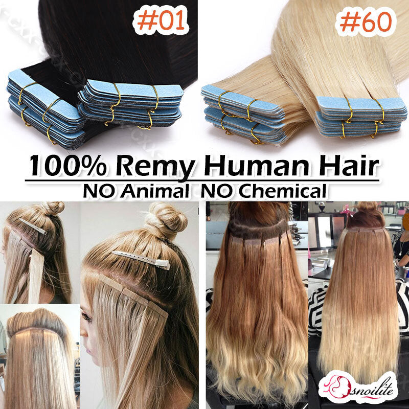 Human Hair Extensions Skin Weft Ombre Thick Tape-In Hair Extensions - Multiple Lengths & Colors