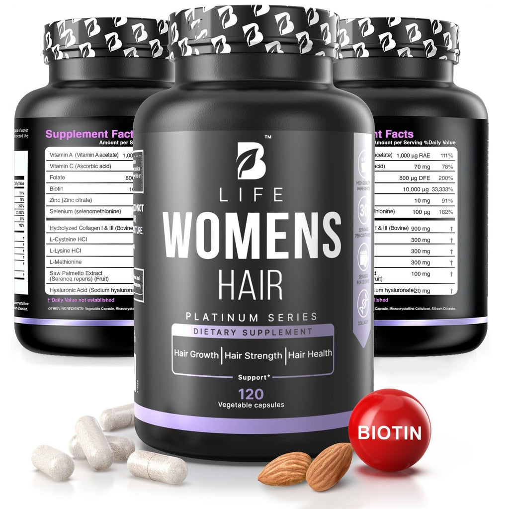 Women’s Hair Vitamins for Hair Loss - Biotin 10000 mcg - 120 Capsules