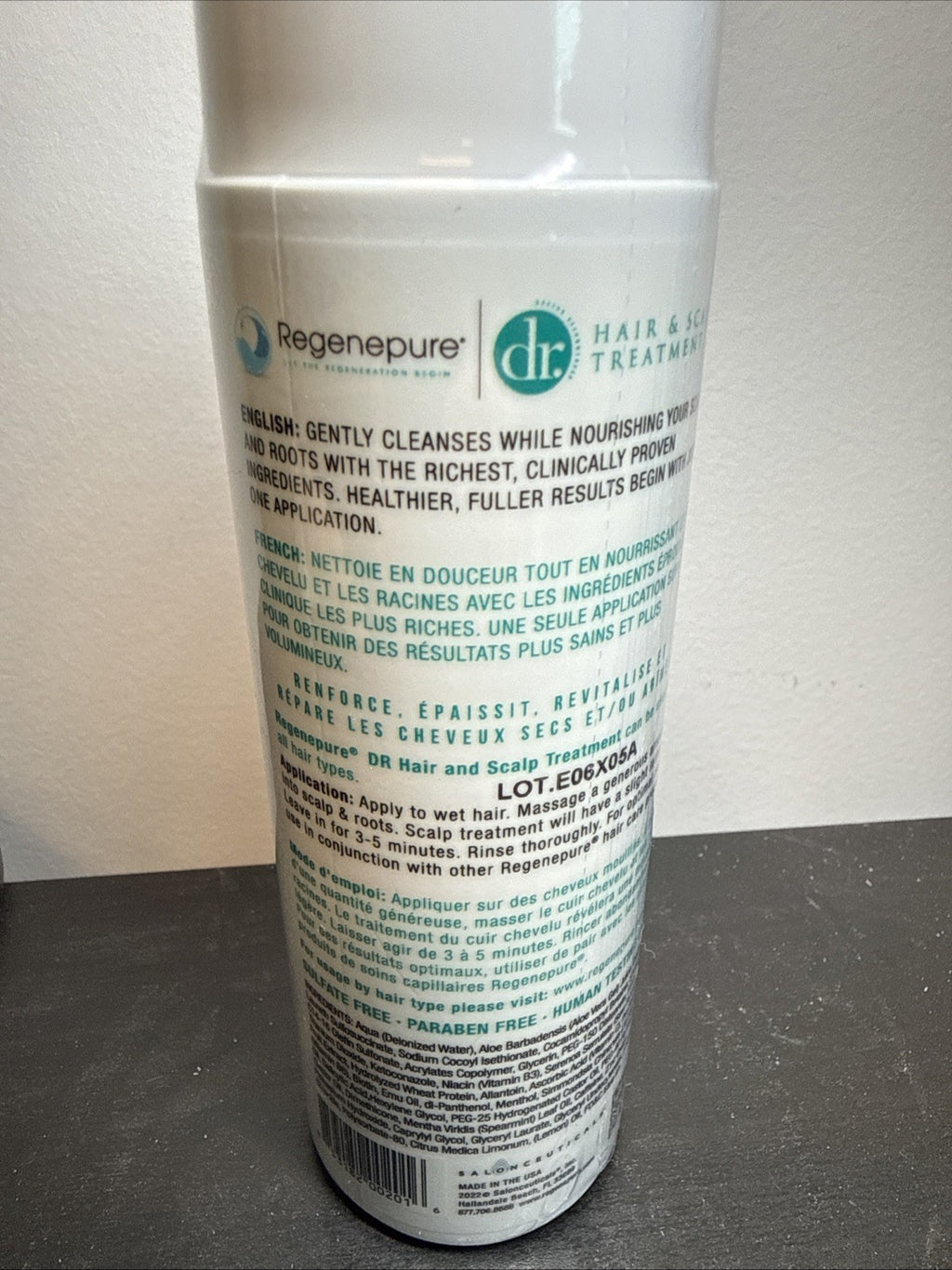 Regenepure DR Hair and Scalp Treatment Shampoo - Nourishing & Sulfate-Free, 8 Fl Oz