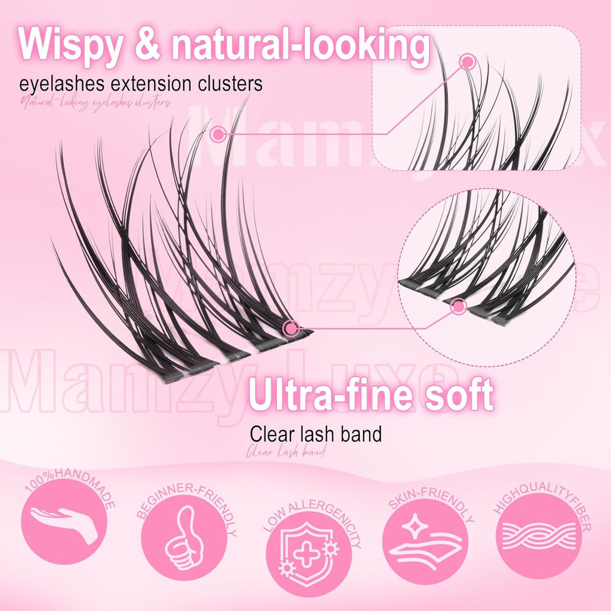 Natural Lash Clusters Kit Short Wispy 8-14MM False Eyelashes with Clear Band