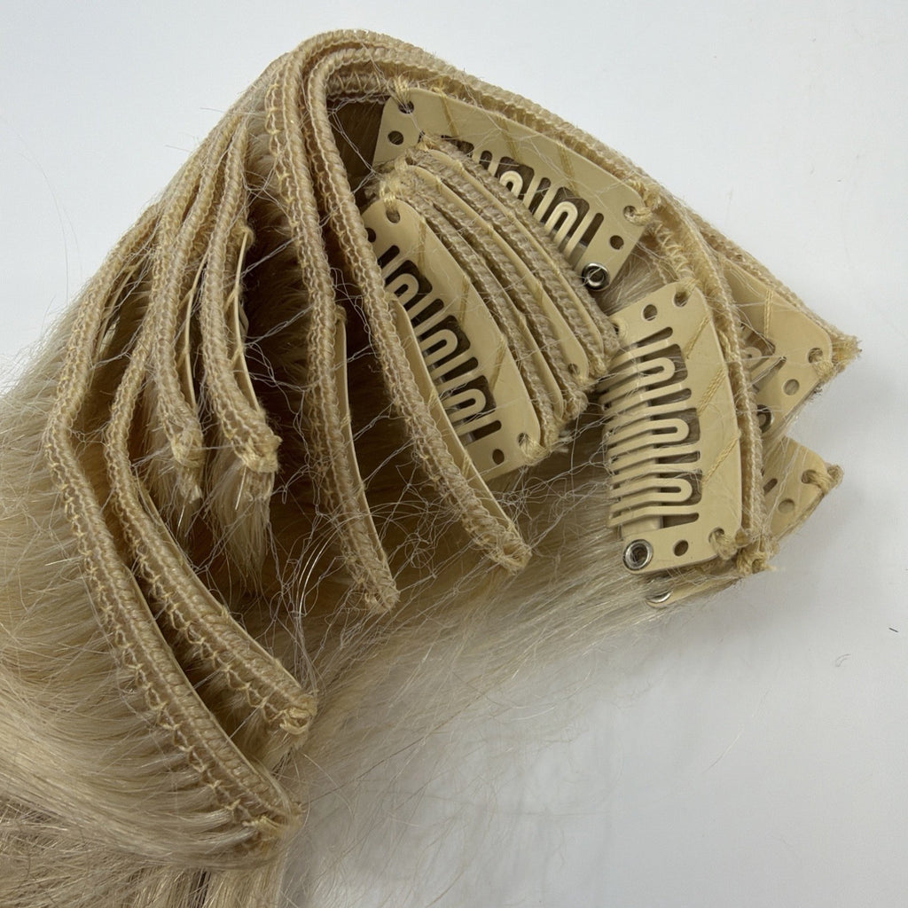 Blonde Clip-In Hair Extensions #80 20 Inch 160g Remy Human Hair 10 Pieces