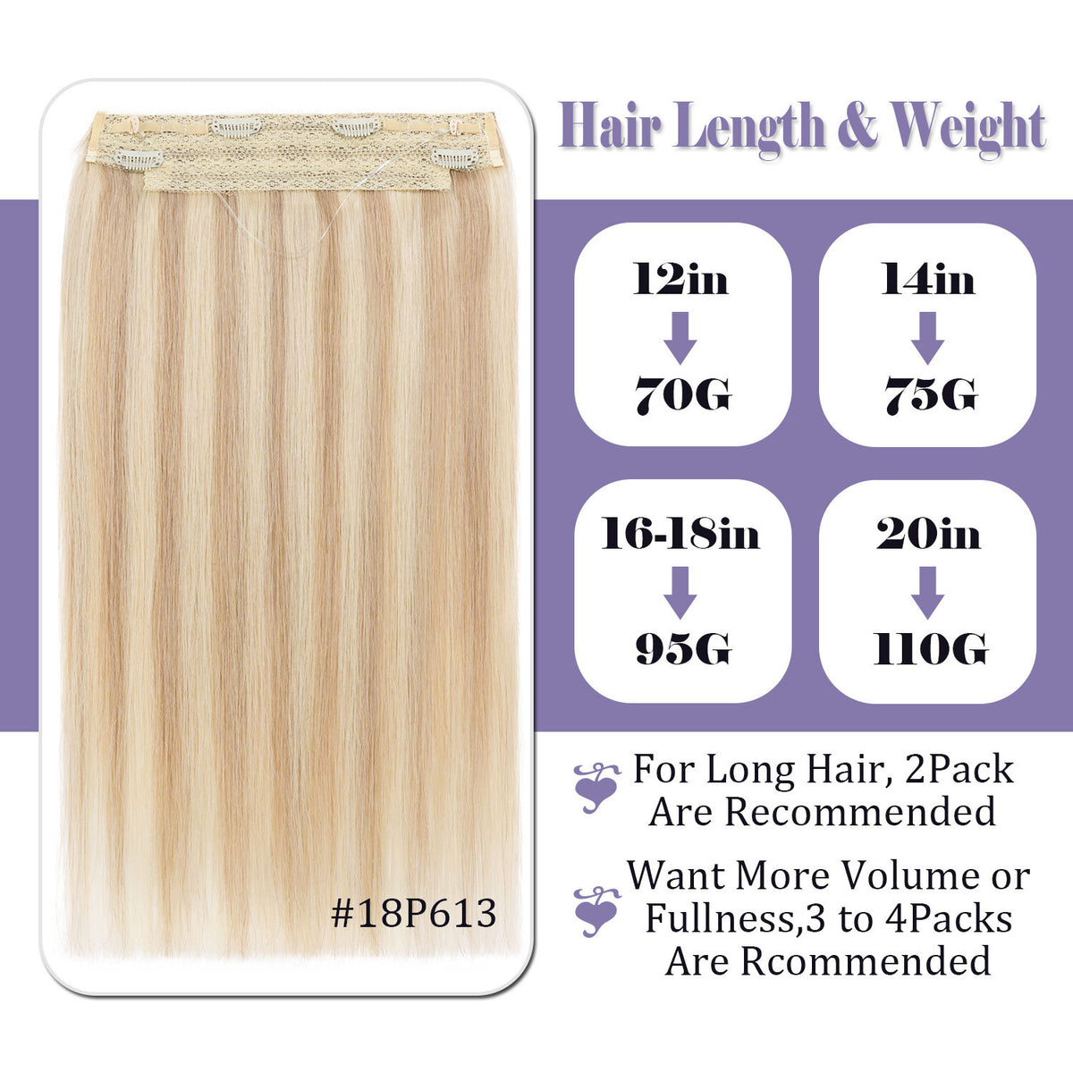 Wire-In Human Hair Extensions with Clips - Thick & Natural Look, 12-22 Inches
