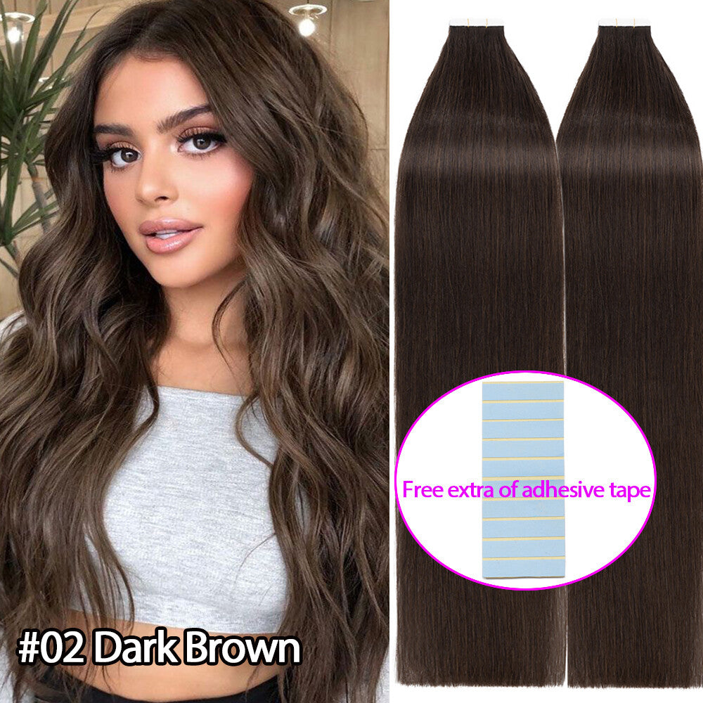 Russian Tape-In Human Hair Extensions - 100% Remy Body Wave, Multiple Colors & Lengths