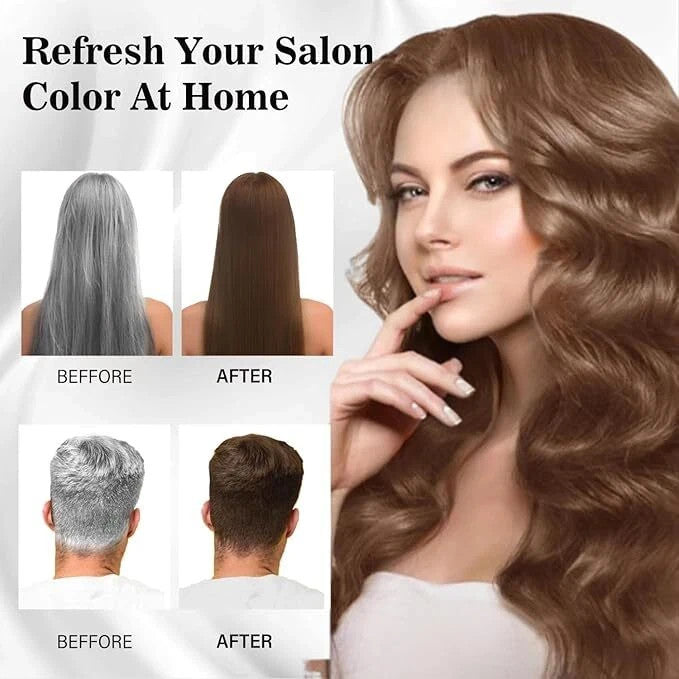 Golden Brown 3-in-1 Hair Dye Shampoo for Gray Coverage - Ammonia-Free, Fast Color