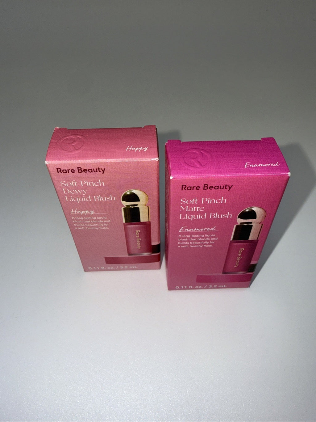 Rare Beauty Mini Soft Pinch Dewy Liquid Blush Duo – Enamored & Happy, 0.11oz Each