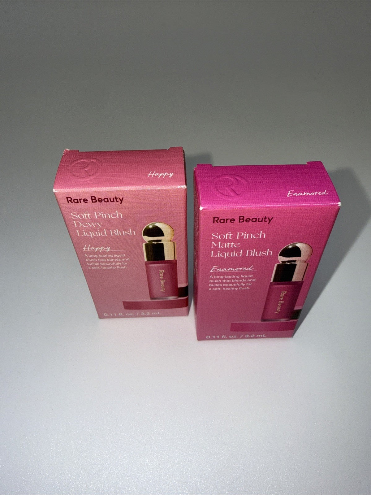 Rare Beauty Mini Soft Pinch Dewy Liquid Blush Duo – Enamored & Happy, 0.11oz Each