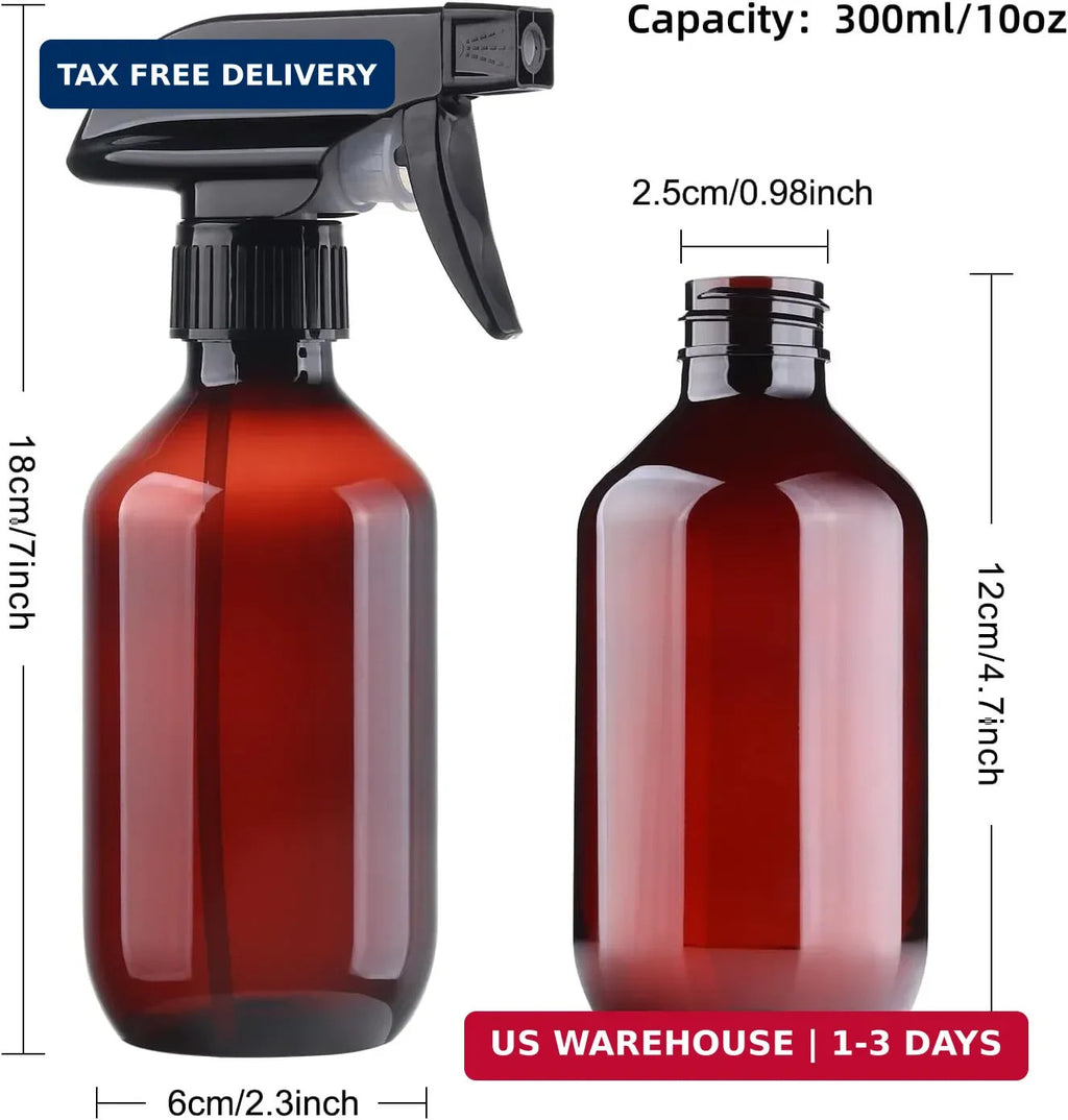Water Spray Bottles Set - BPA-Free 10oz Plastic Refillable Mist Spray