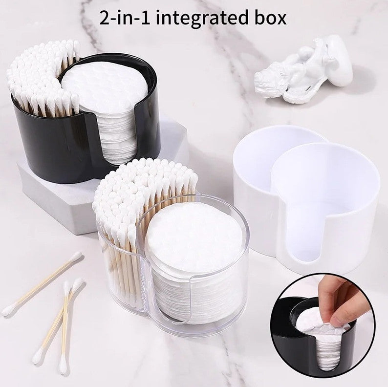 2-in-1 Acrylic Cotton Swab & Pad Storage Box Makeup Organizer Container