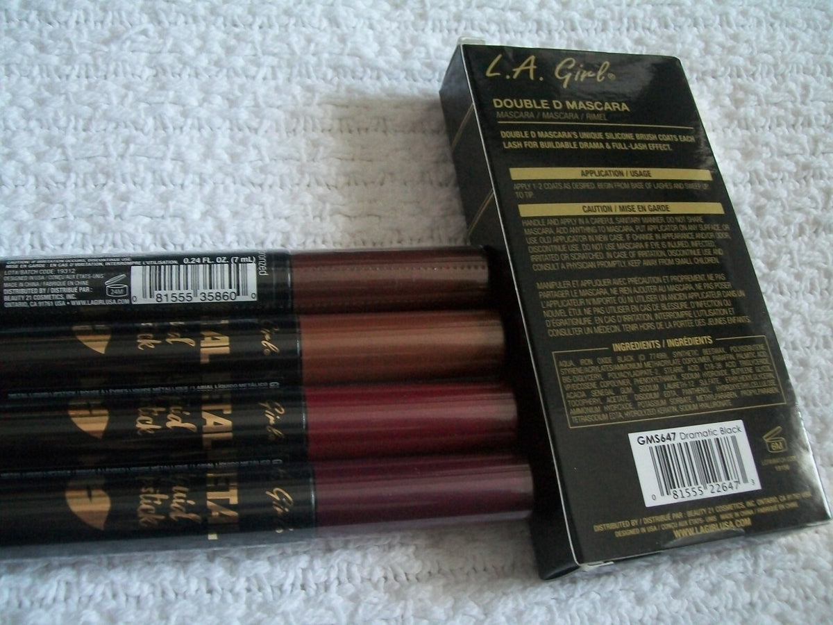 Double D Mascara & Metal Liquid Lipstick Lot by L.A. Girl – Bronzed Prism Lustrous
