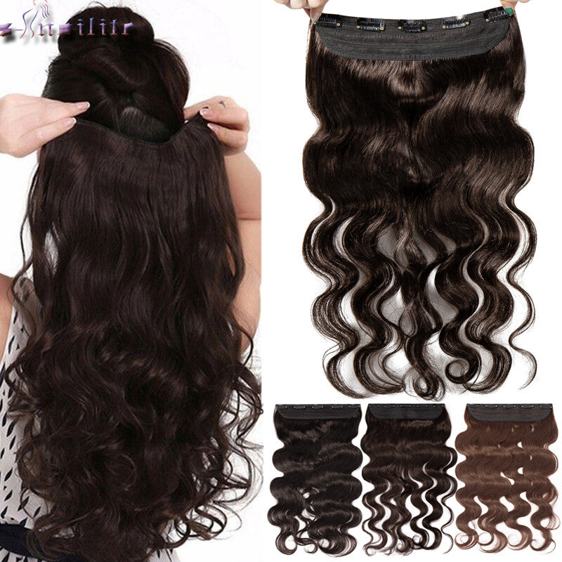 Real Human Hair Clip-In Extensions 8-24 Inch Body Wave Thick Full Head