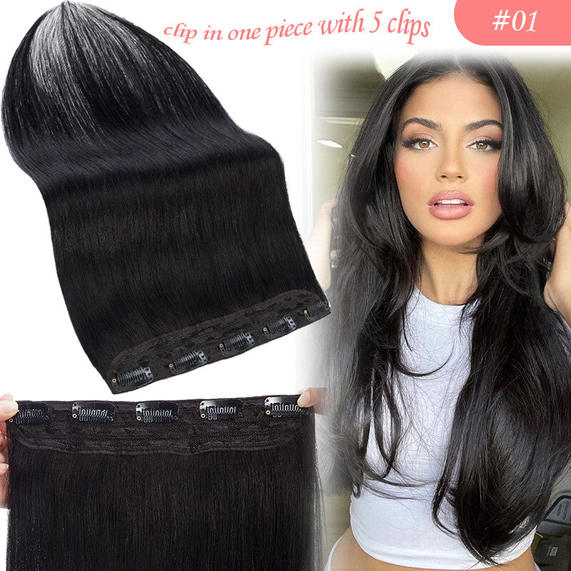 Clip-In Remy Human Hair Extensions Full Head Weft - 12-24 Inch, Multiple Styles & Colors