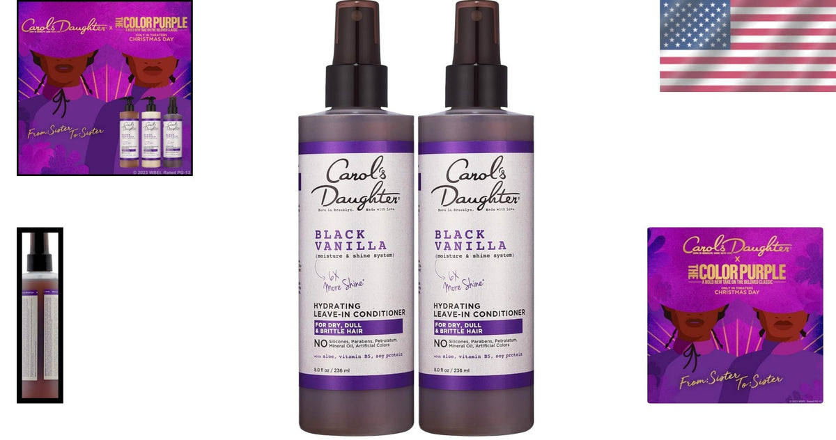 Black Vanilla Leave-In Conditioner for Curly Hair - Moisturizing & Detangling, 8 Fl Oz, Pack of 2