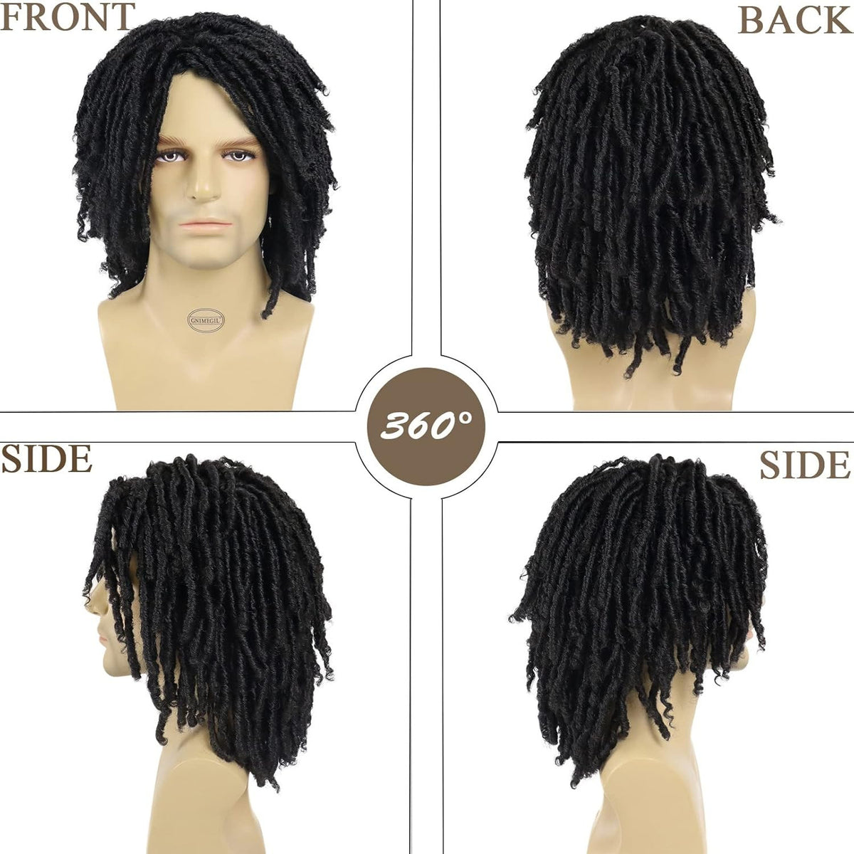 Men's Short Braided Wigs Afro Bob Dreadlocks Twist Hair for Men & Drag Queens