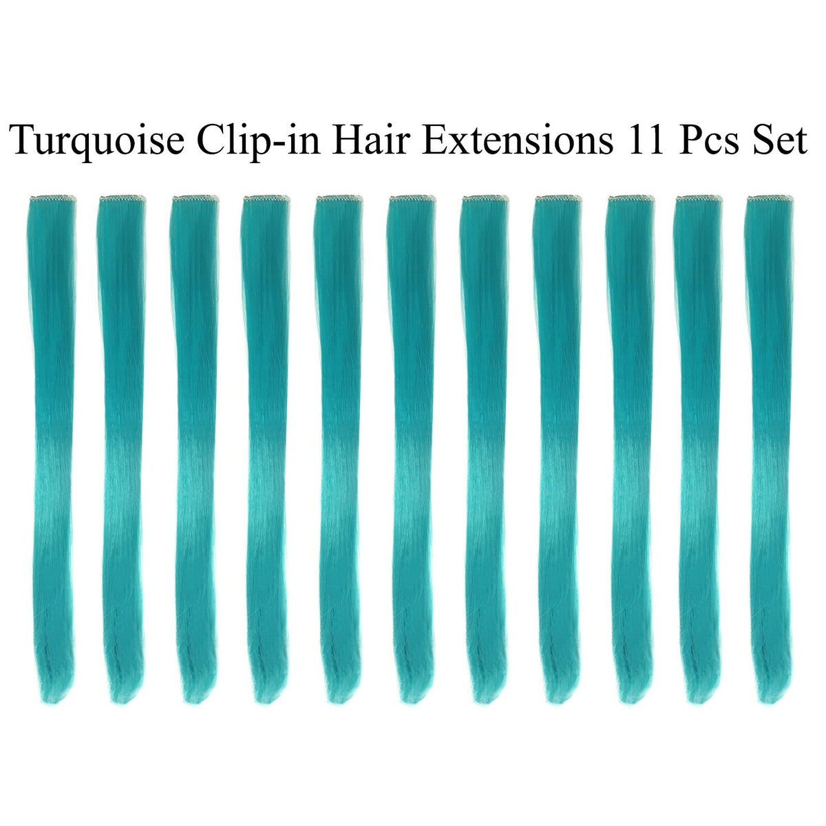 11 Pcs Clip-In Synthetic Hair Extensions - 21 Inch Colorful Straight Hair for Party & Cosplay