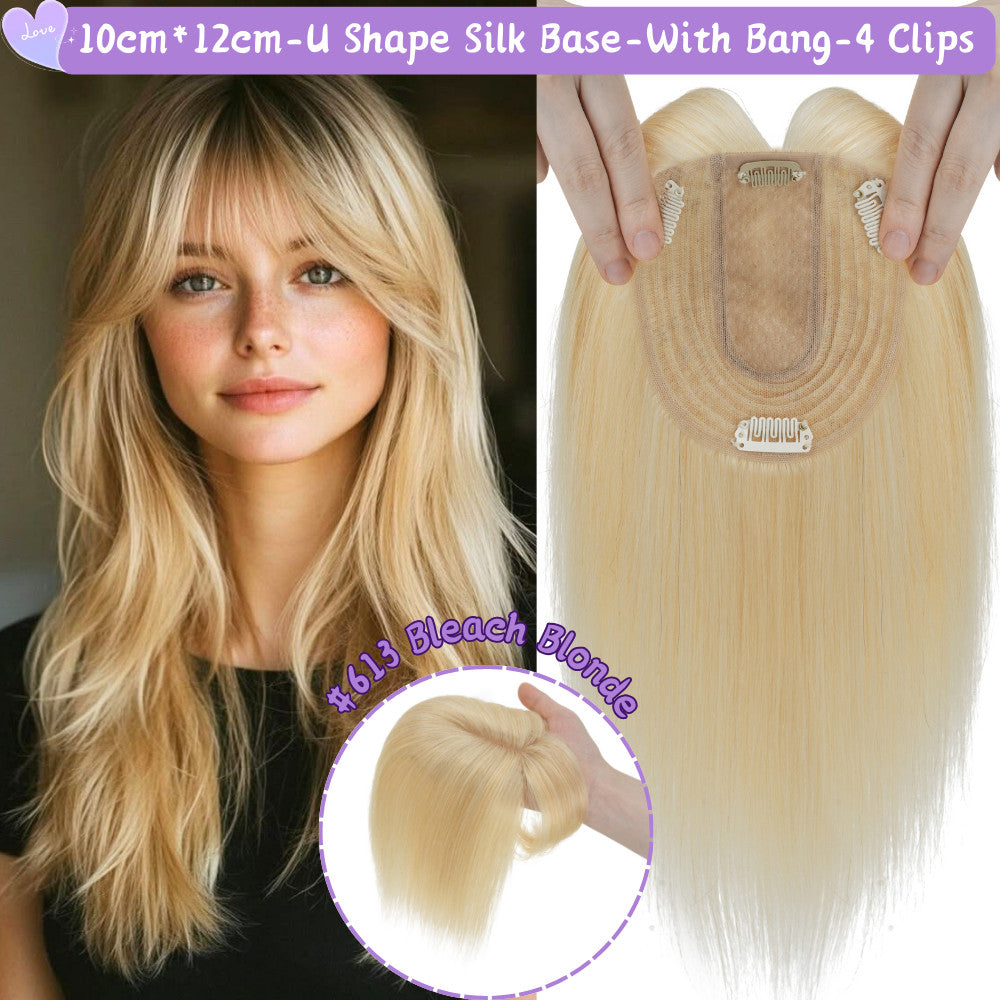 Clip-In Hair Topper for Women - Natural Remy Human Hair Wiglet with Lace/Silk Base