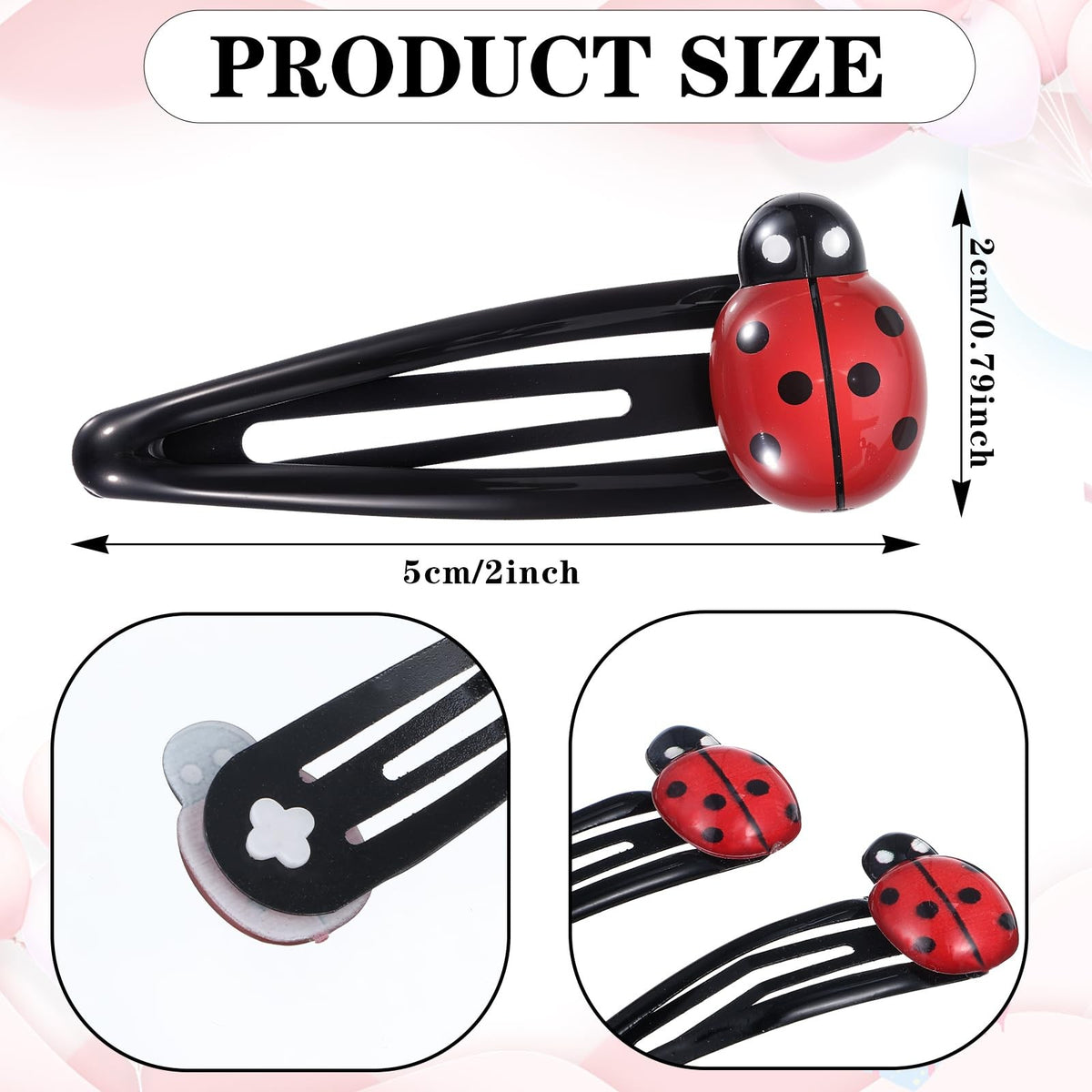 10Pcs Ladybug Hair Clips for Girls, 2 Inch Cute Red Snap Hair Accessories