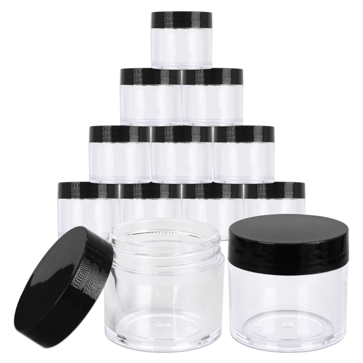12 Pack 1oz Acrylic Plastic Jars BPA Free Sample Containers for Cosmetics & Food