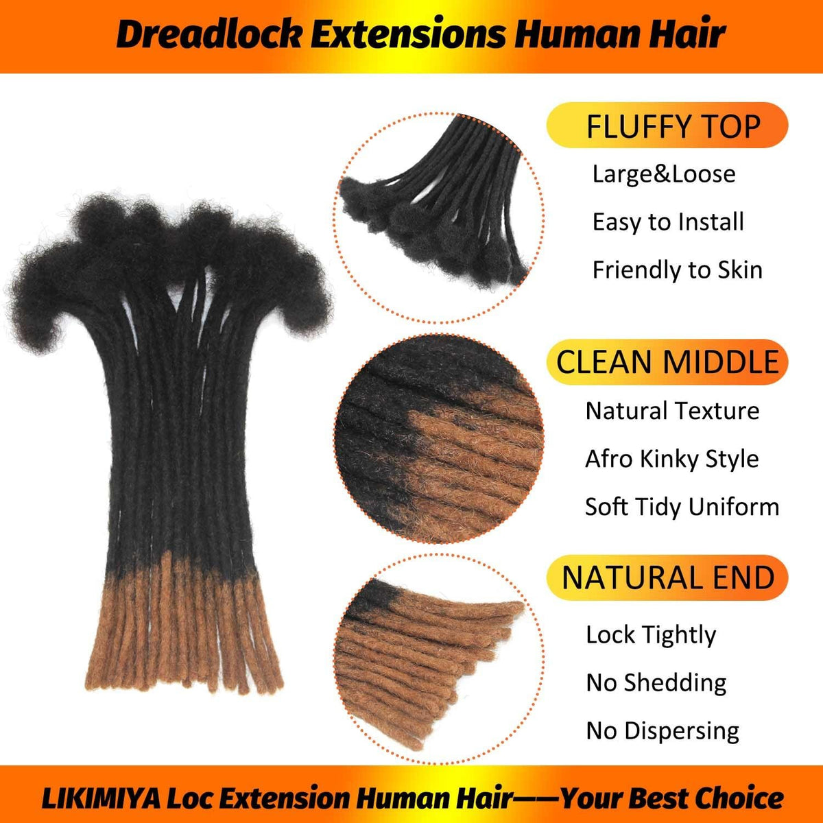 Human Hair Ombre Loc Extensions 12 Inch 30 Strands Brown Ends