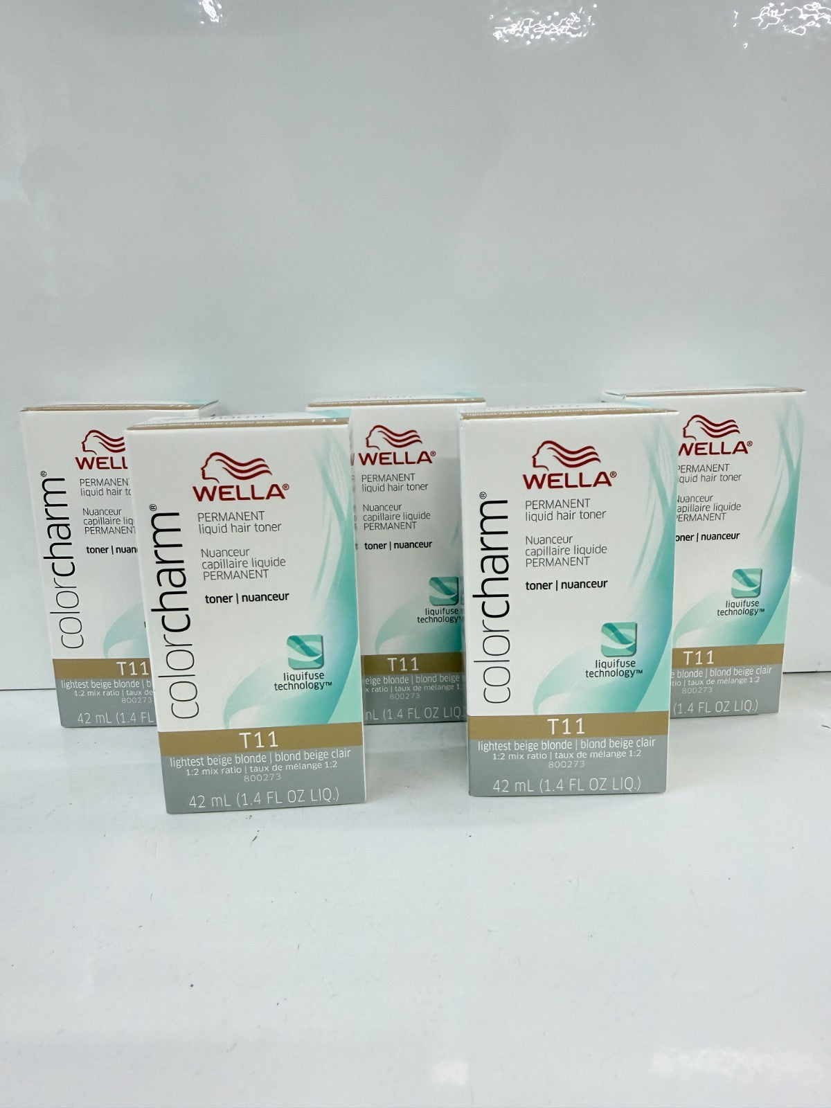 Wella Color Charm T11 Lightest Beige Blonde Hair Toner Set - 5 Pack