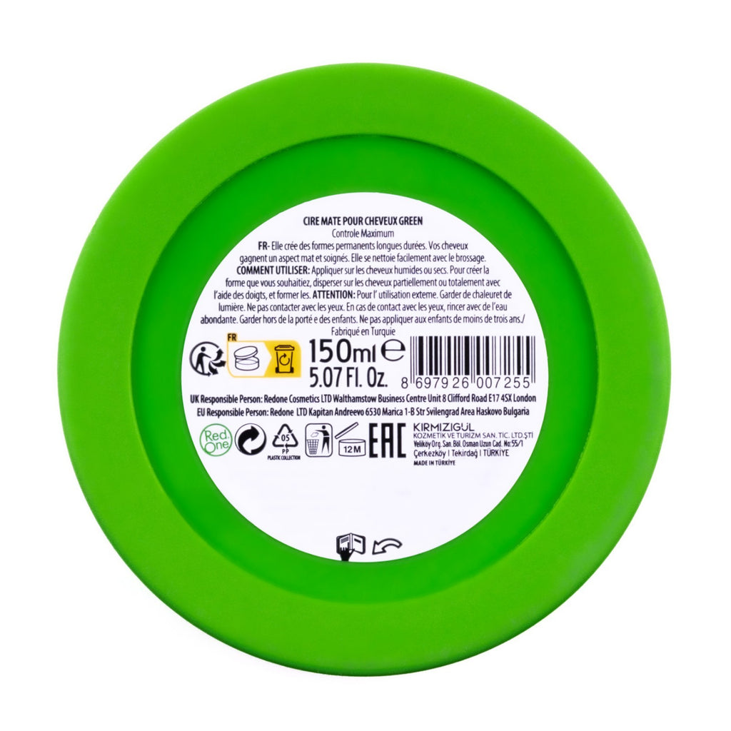 RedOne Green Matte Hair Wax 150ml - Natural Hold & Matte Finish for All Hair Types