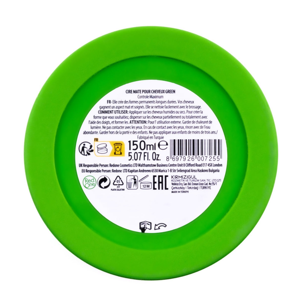 RedOne Green Matte Hair Wax 150ml - Natural Hold & Matte Finish for All Hair Types