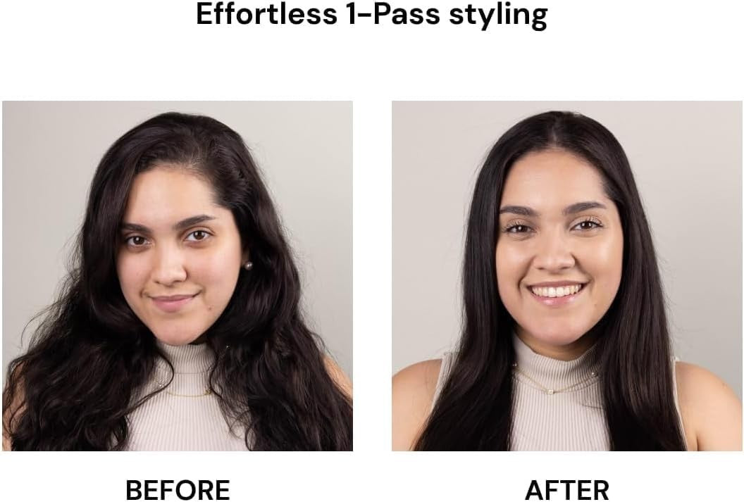 Ceramic Flat Iron for Hair - 1-Pass Frizz-Reducing Hair Straightener