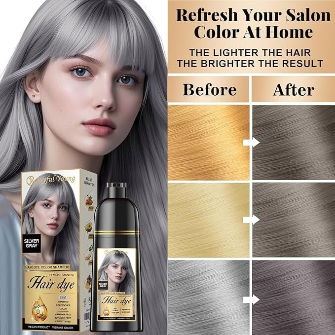 Natural Semi-Permanent Hair Dye Shampoo - Ammonia-Free, Nourishing Color