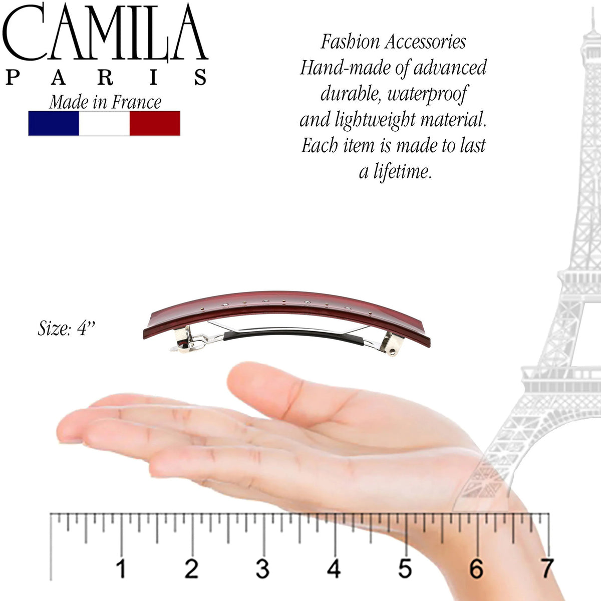 Wide Arched Swarovski Crystal No-Slip Hair Barrette - Elegant Hair Accessory