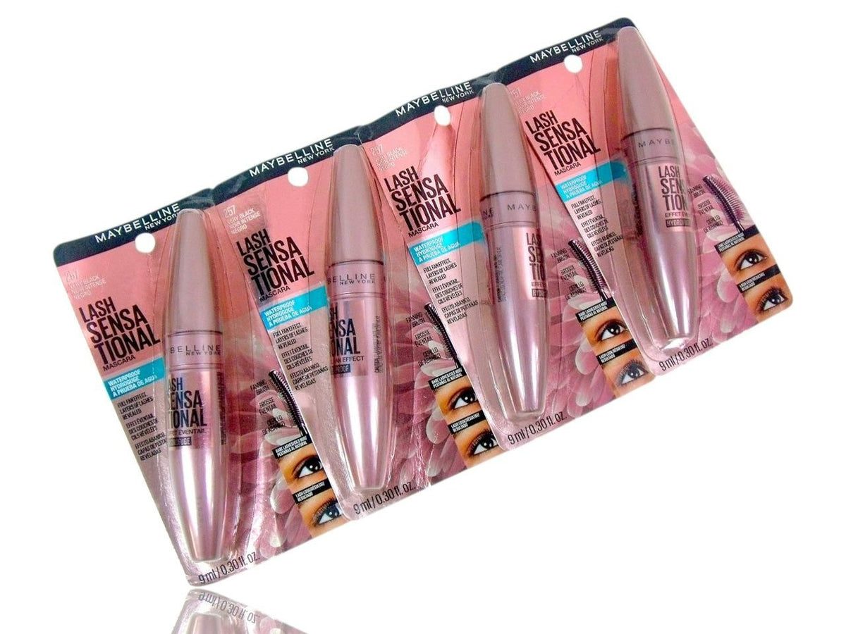 Maybelline Lash Sensational Waterproof Mascara - Very Black #257 (4-Pack)
