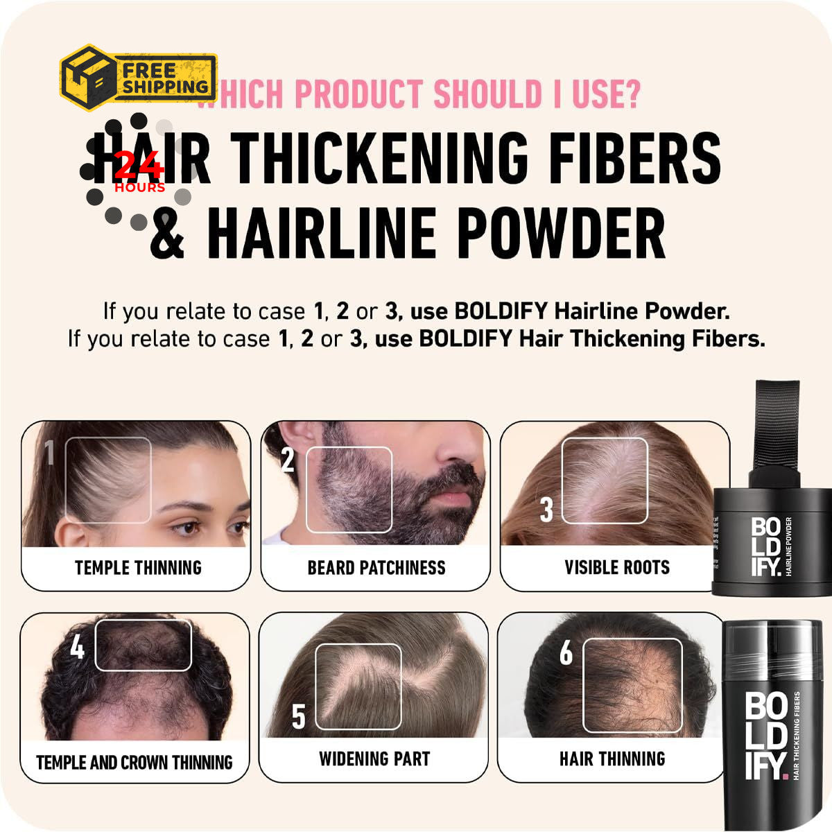 Hair Fibers for Thinning Hair - Fill In Volume & Conceal Bald Spots, 12g Ash Brown