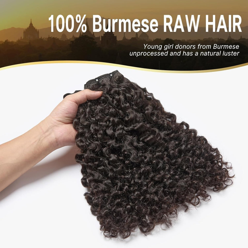 Burmese Curly Human Hair Bundles - Natural Color & Full Thick Texture