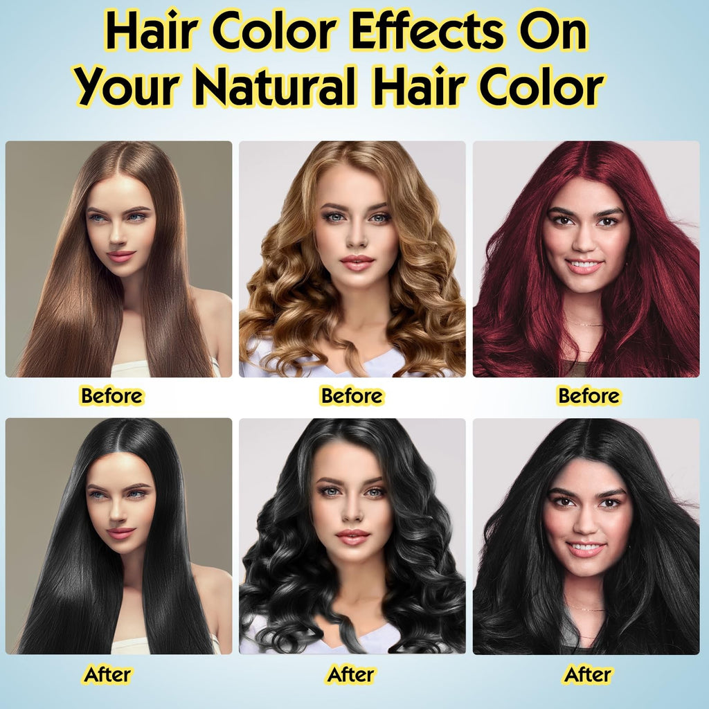 Herbal Black Hair Dye Shampoo 3 in 1 for Gray Coverage - 16.9 Fl Oz