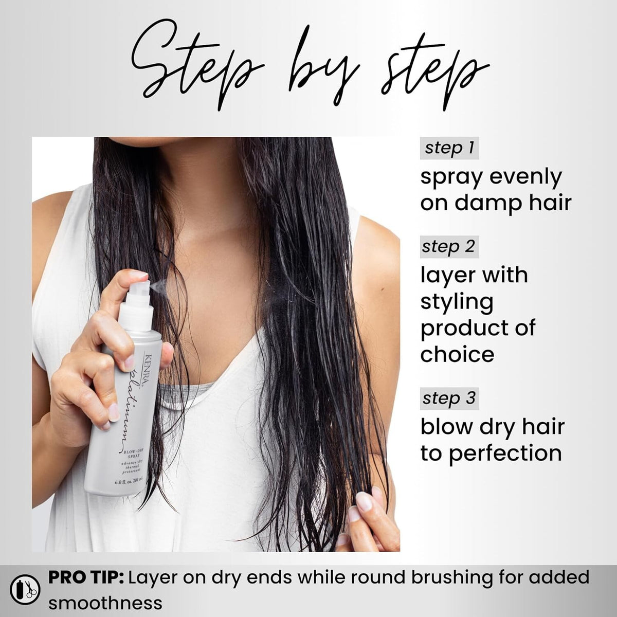 Kenra Platinum Blow-Dry Spray - Heat Protectant, Detangles & Smoothers - 6.8oz, Pack of 4