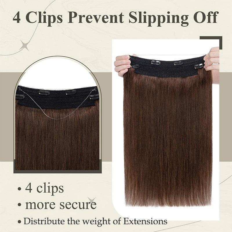 Remy Human Hair Clip-In Extensions with Invisible Wire & Clips - Thick, Natural Look