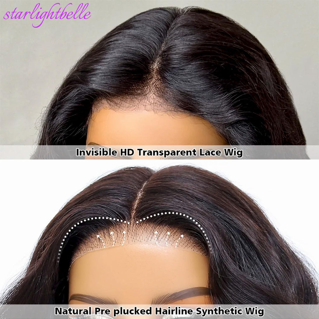 30 Inch Body Wave Lace Front Wig with 13x4 T-Part, Natural Black, 220% Density