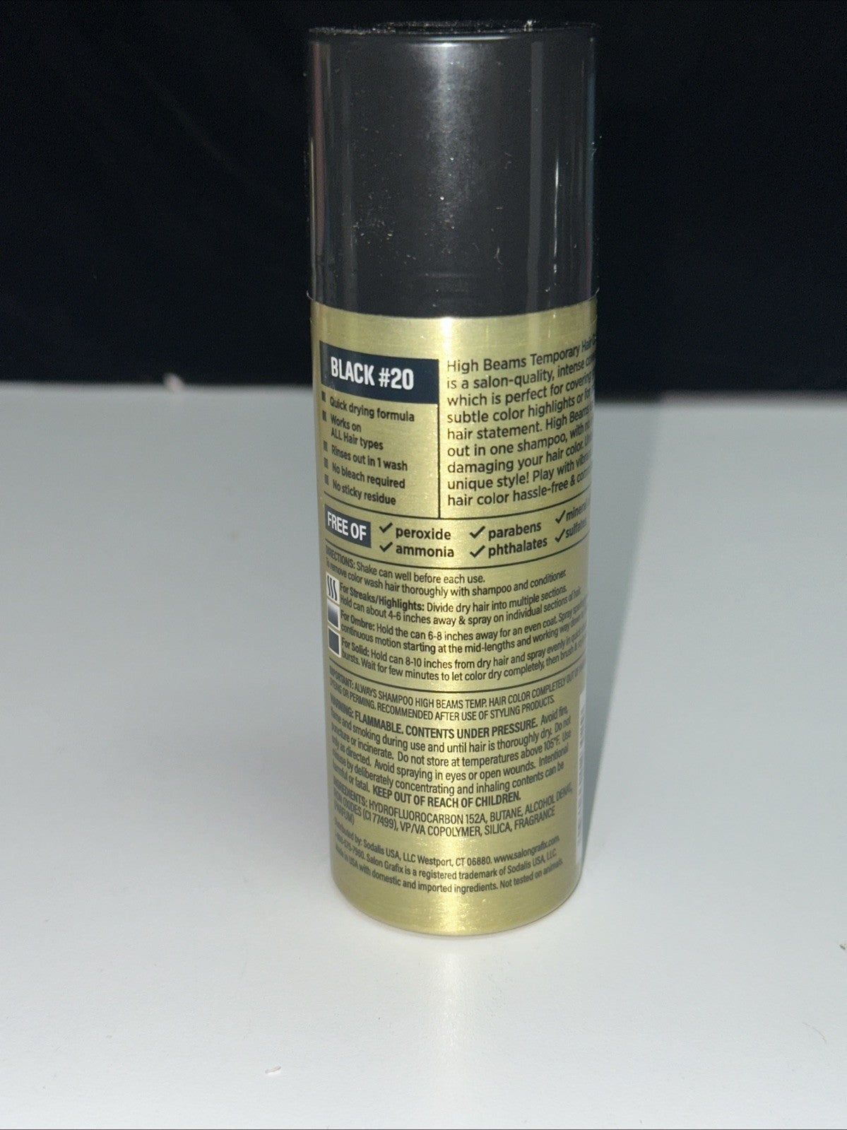 Black Temporary Hair Color Spray - 3 Cans, 2.7 oz Each, Easy Wash-Out
