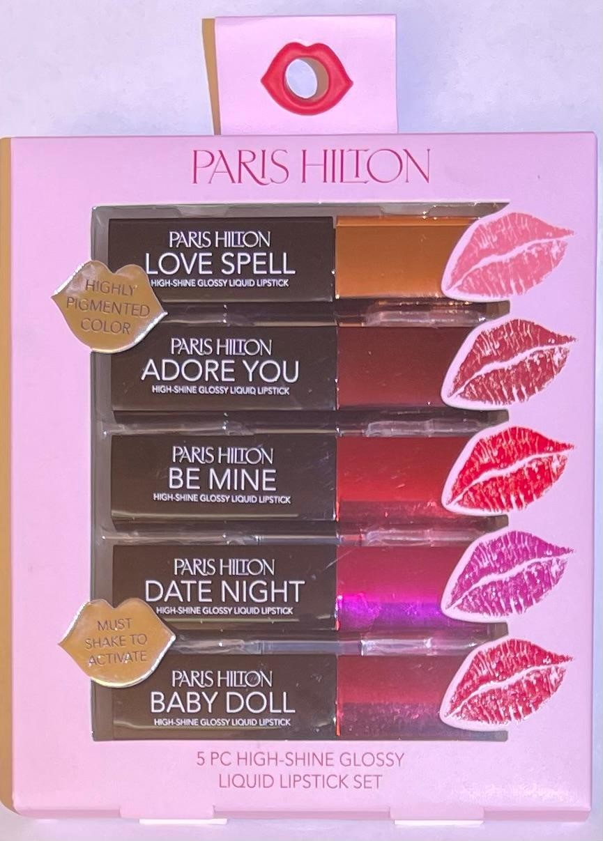 High-Shine Glossy Liquid Lipstick Set - 5 Shades for Perfect Party Lips