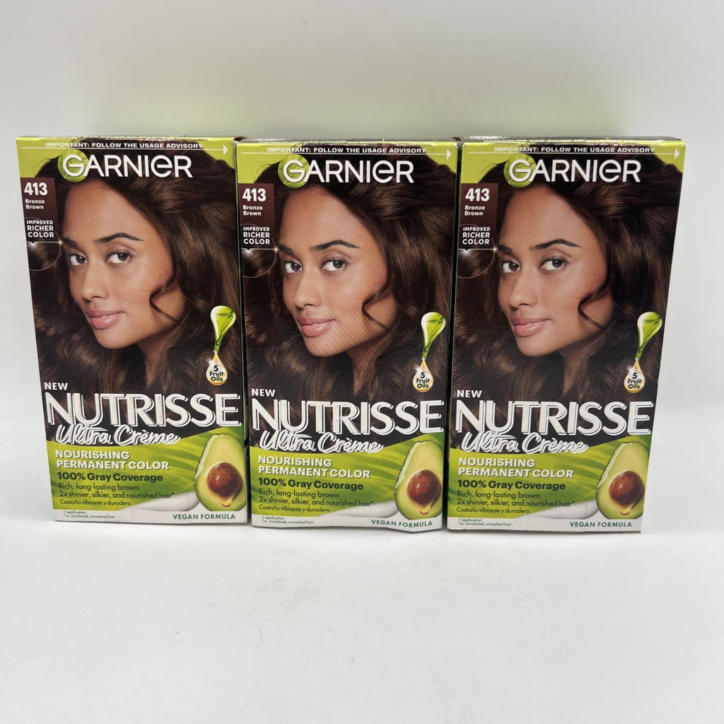 Garnier Nutrisse Ultra Creme Nourishing Hair Color 413 Bronze Brown 3 Pack