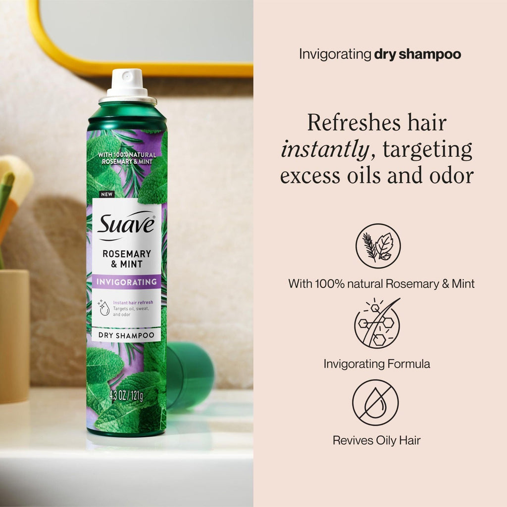 Invigorating Dry Shampoo with Rosemary & Mint - Oily Hair Refresh, 4.3 oz, 12 Pack