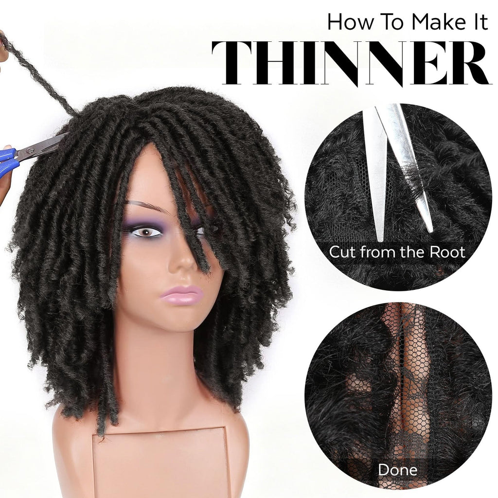 Short Twist Braided Dreadlock Wig for Black Women & Men - Synthetic Afro Style