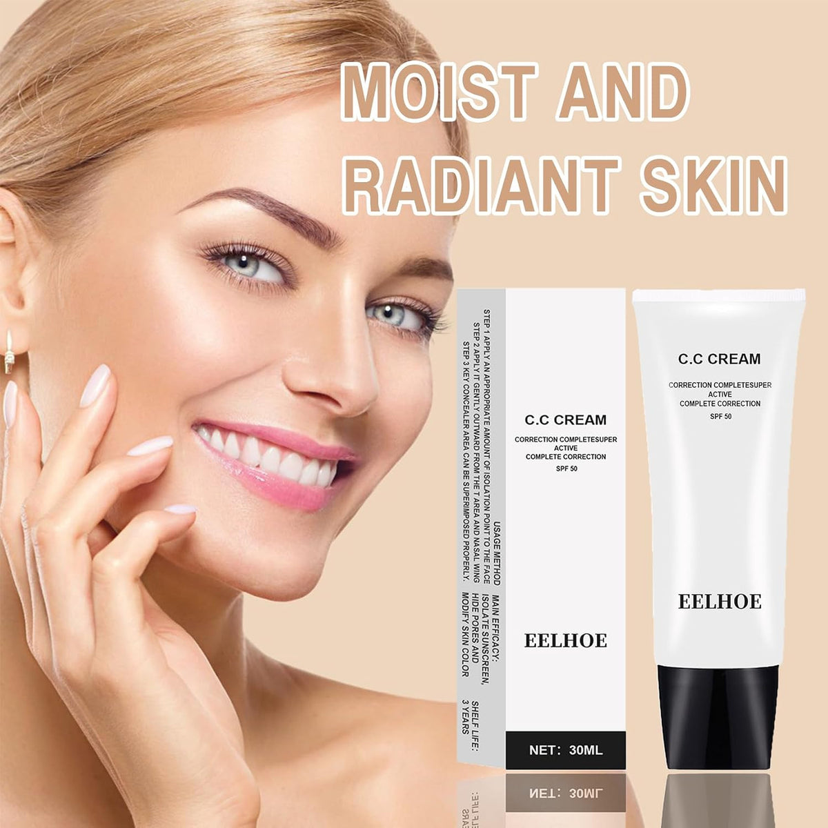 2-Pack SPF 50 CC Cream Foundation with Skin Tone Adjustment for All Skin Types