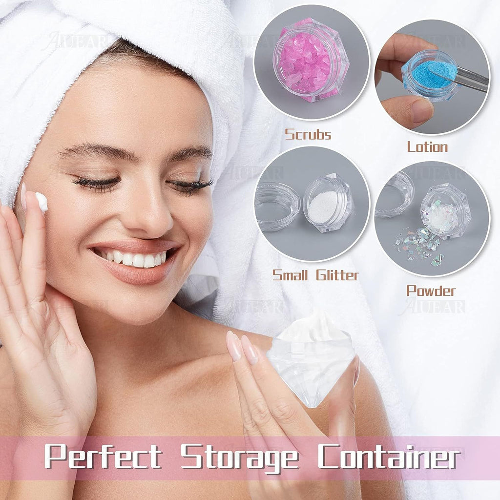 Diamond Shaped 5g Empty Jars - 50 Pack Clear Plastic Containers for Lip Balm & Cosmetics