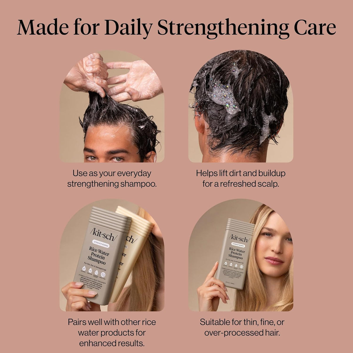 Strengthening Rice Water Shampoo for Hair Growth - 12.3 Oz