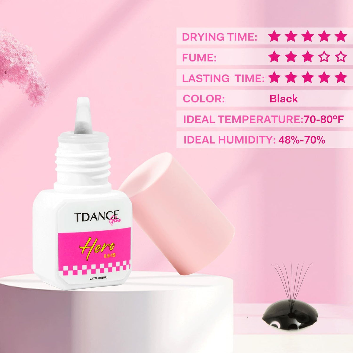 Long Lasting Lash Extension Adhesive 0.5-1 Sec Dry 7 Week Retention