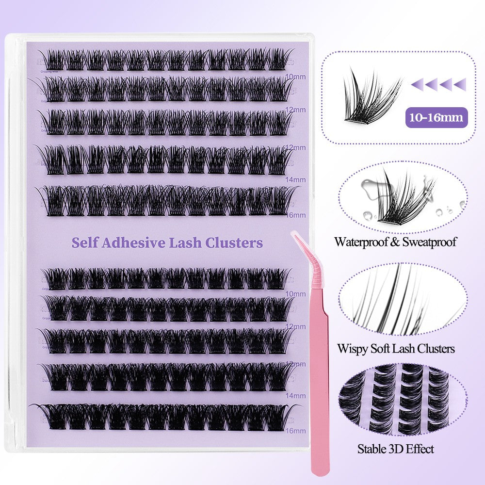 120 Pairs Self-Adhesive Wispy Lash Clusters with Tweezers - Natural Volume Eyelashes