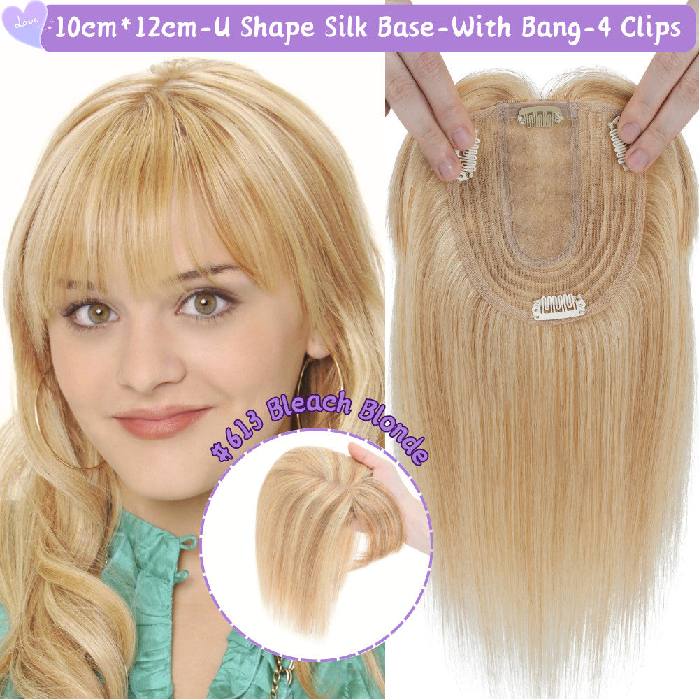 Clip-In Hair Topper for Women - Natural Remy Human Hair Wiglet with Lace/Silk Base