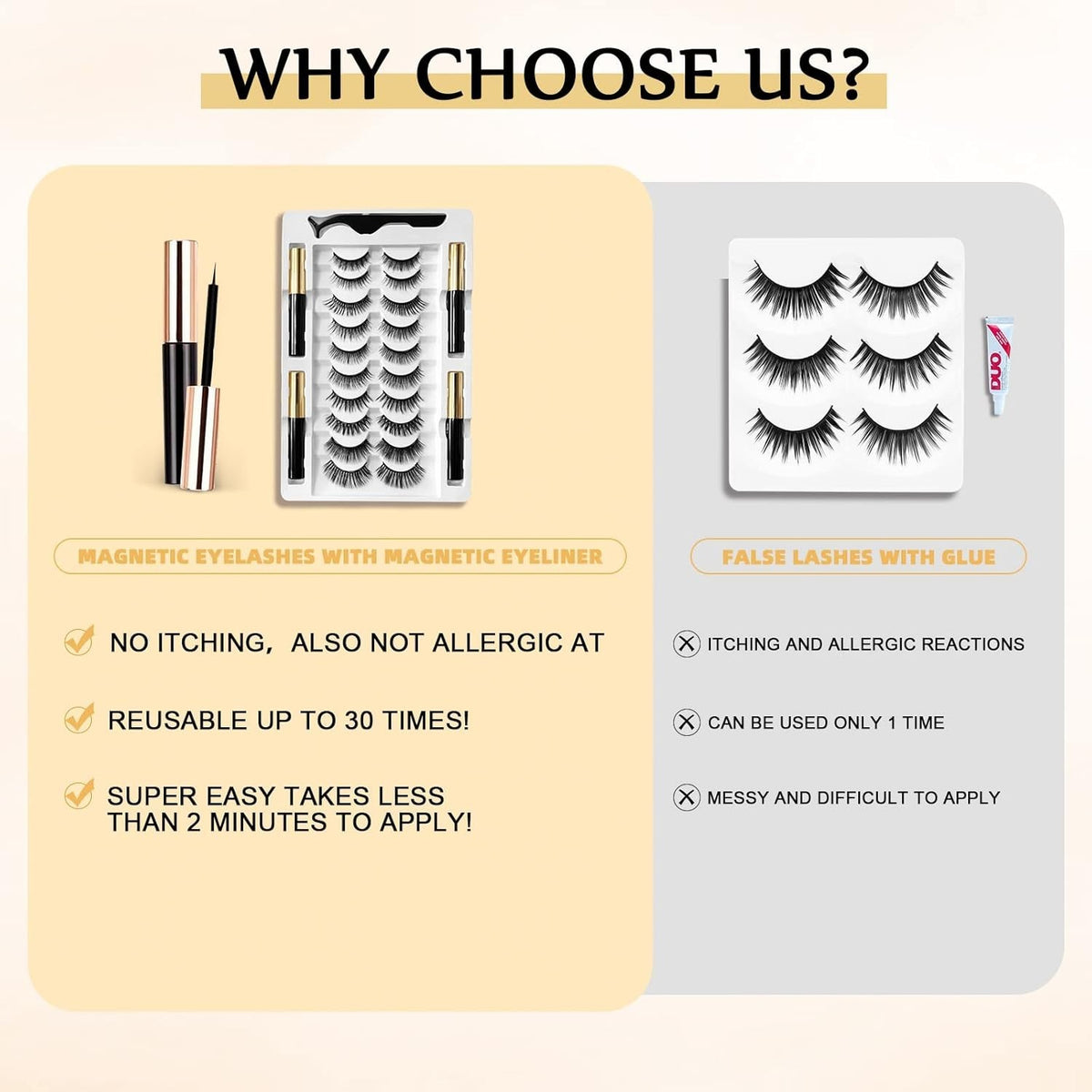 Magnetic Eyelashes 10 Pairs with Magnetic Eyeliner Set - Natural Look