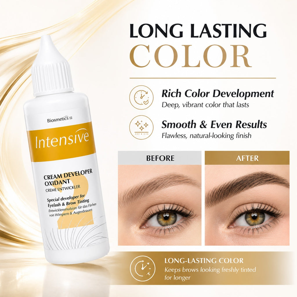 Eyelash & Eyebrow Tint Kit with Cream Developer - Natural & Long-Lasting Color